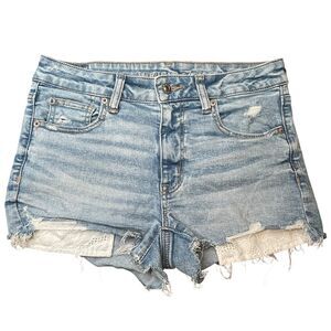 American Eagle High Rise Shortie Shorts Next Level Stretch Size 6 Lace Pockets